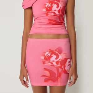 KHY X LOANNES SMOOTH STRETCH ULTRA MINI SKIRT IN PINK PEONY